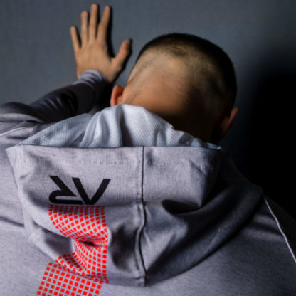 Bluza z kapturem SQUARES GRAY&RED MAN - obrazek 4