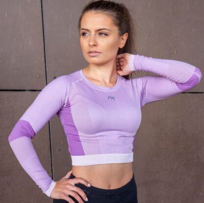 Light Pink-Purple Crop Top Longsleeve - obrazek 3