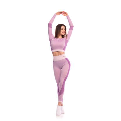 Light Pink-Purple Crop Top Longsleeve - obrazek 2