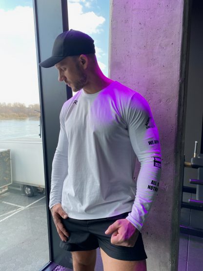 Męski longsleeve treningowy z nadrukiem White - obrazek 3