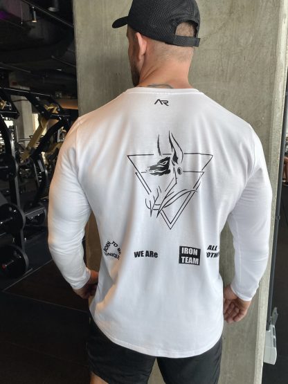 Męski longsleeve treningowy z nadrukiem White - obrazek 2