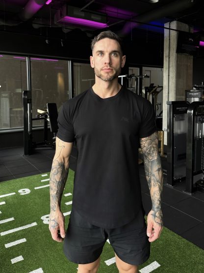 Męski T-shirt sportowy COTTON Black - obrazek 2